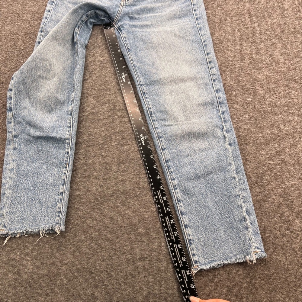Garage Denim Mom Jeans Light Wash High‎ Rise Raw Hem Blue Size 3 Cropped - Picture 11 of 12